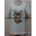 Camiseta de cuello redondo de algodón Hotsale para mujer